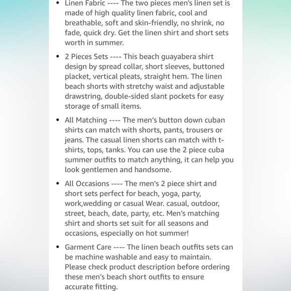 Cuban style men’s 2 piece set - Picture 8 of 9